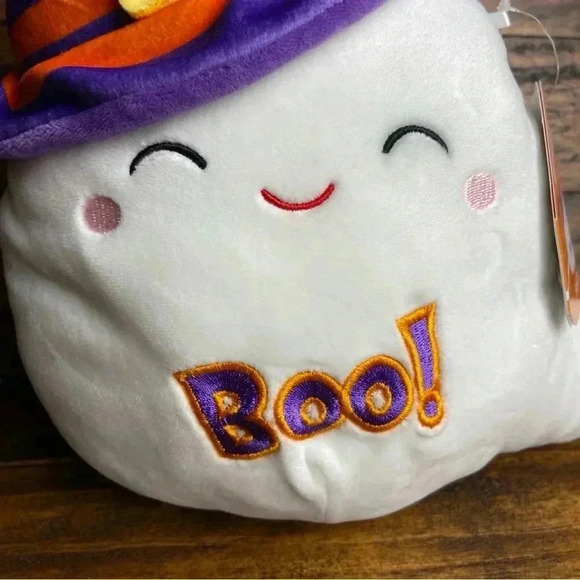 Squishmallows Felize 8” Ghost Witch Hat Orange Purple White Halloween - Picture 2 of 9